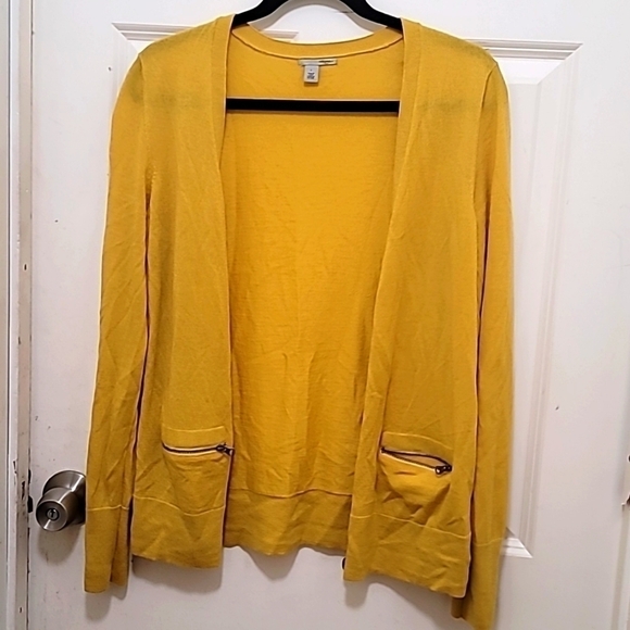 HALOGEN WOMEN'S 100%MERINO WOOL BUTTON FRONT CARDIGAN YELLOW SIZE L - Picture 9 of 9